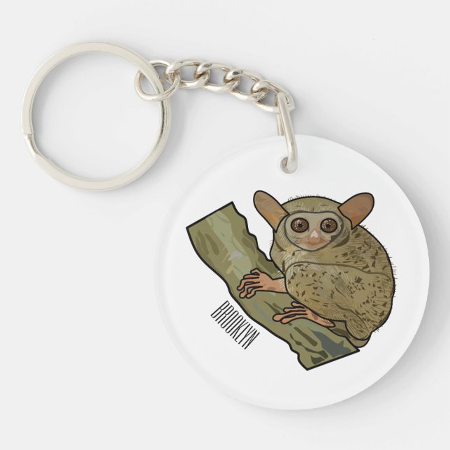 Tarsier cartoon illustration  keychain (Front)