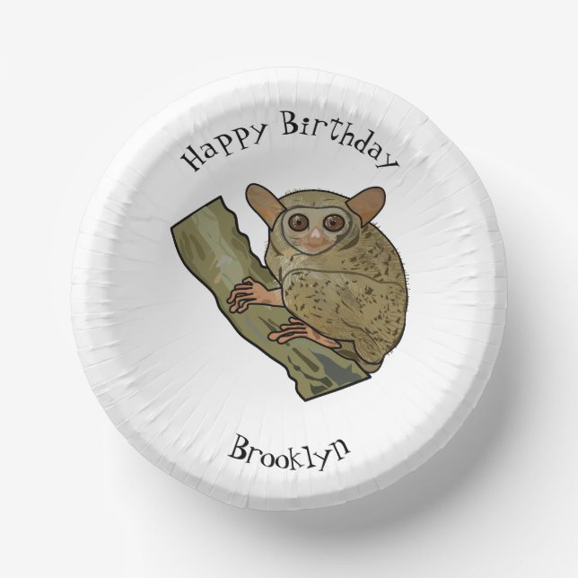 Tarsier cartoon illustration paper plate (Front)
