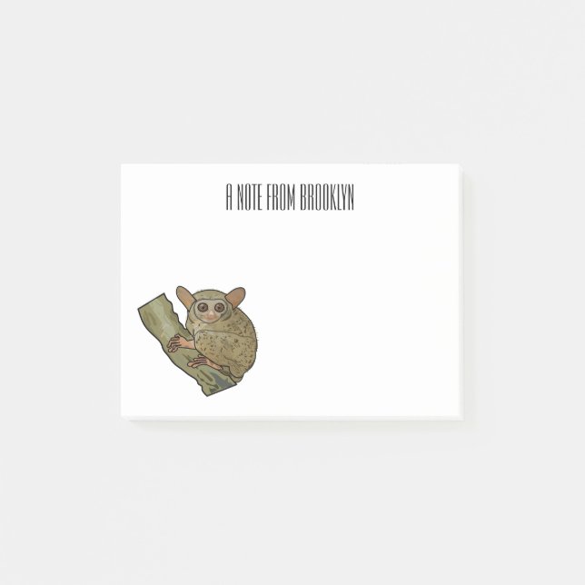 Tarsier cartoon illustration post-it notes (Front)