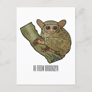 Tarsier cartoon illustration postcard