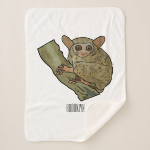 Tarsier cartoon illustration  sherpa blanket
