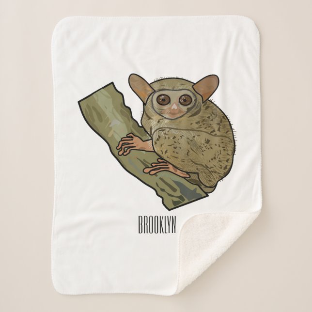 Tarsier cartoon illustration  sherpa blanket (Front)