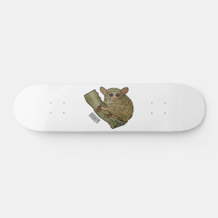 Tarsier cartoon illustration skateboard