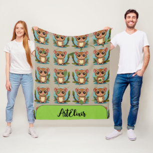 Tarsier Leaves Print Fleece Blanket