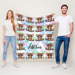 Tarsier Pastel Butterfly Background Print Fleece Blanket
