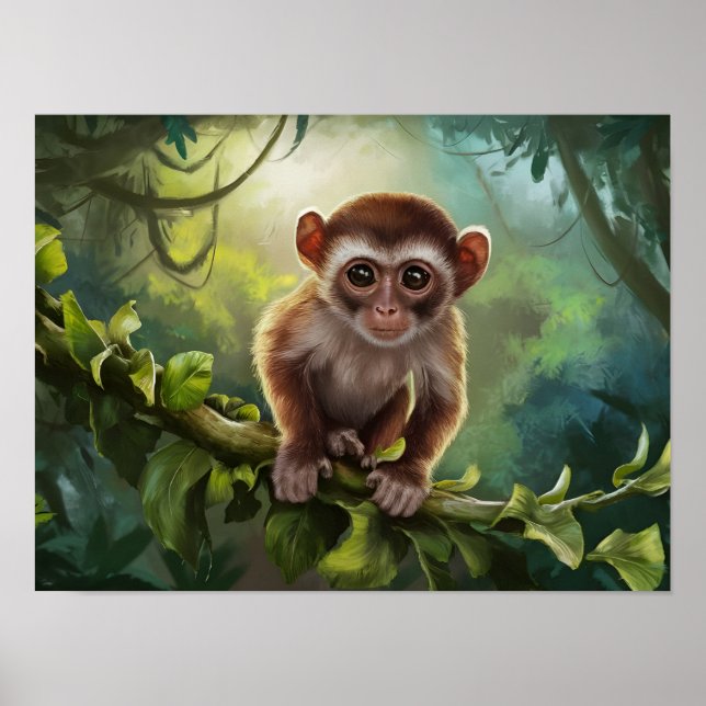 Tarsius Syrichta: Tarsier Monkey in Natural Jungle Poster (Front)