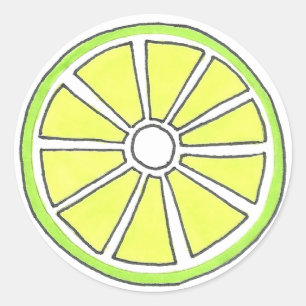 Tart Green Lime Tropical Citrus Fruit Slice Fruity Classic Round Sticker