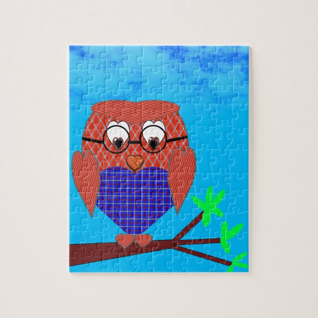 Tartan and Hearts Owl Jigsaw Puzzle (Vertical)