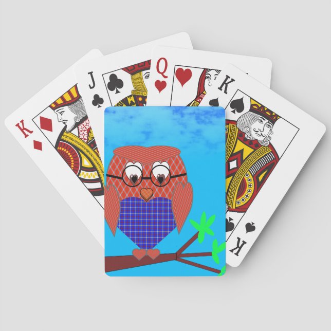 Tartan and Hearts Owl Playing Cards (Back)