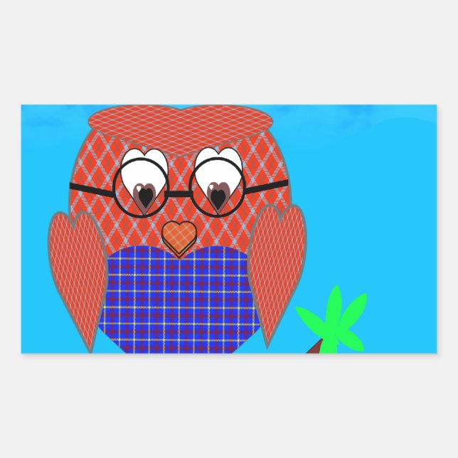Tartan and Hearts Owl Sticker (Front)