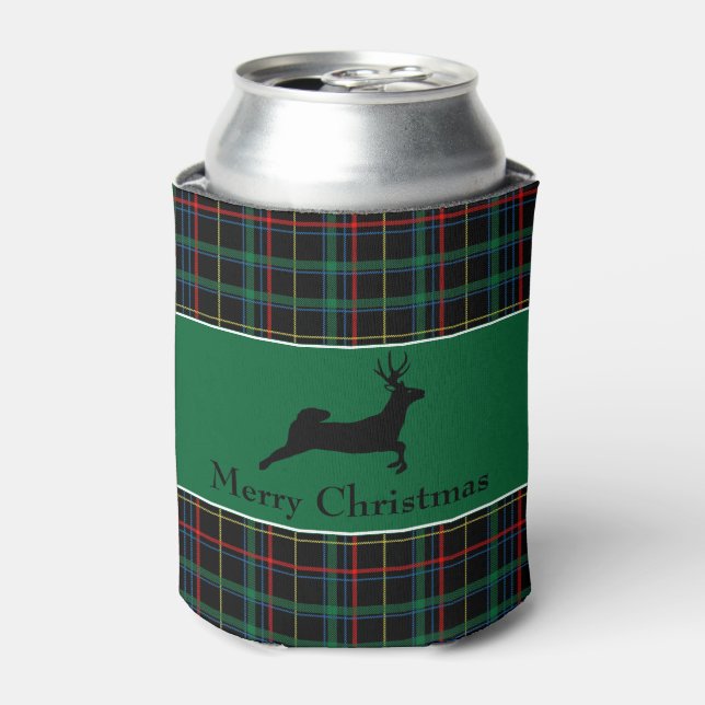 Tartan and Reindeer Christmas Can Cooler (Can Front)