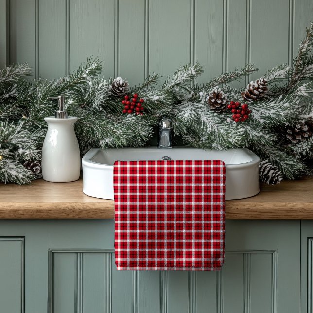 Tartan Bath Towels Red Black Gift for New Nest (Tartan Bath Towels Red Black Gift for New Nest)