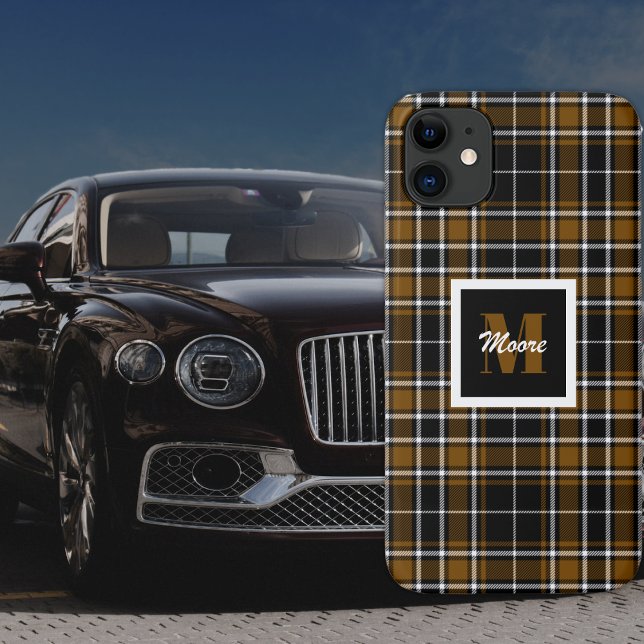 Tartan - Black Honey Brown and Off White Case-Mate iPhone Case (Creator Uploaded)