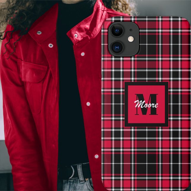 Tartan - Black Lumberjack Red and Off White Case-Mate iPhone Case (Tartan - Black Lumberjack Red and Off White by Leapfroglisics Shop)
