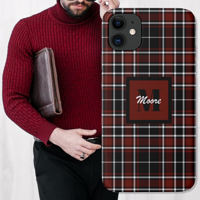 Tartan - Black Russet Red and Off White Case-Mate iPhone Case (Tartan - Black Russet Red and Off White Case-Mate iPhone Case by Leapfroglisics Shop)