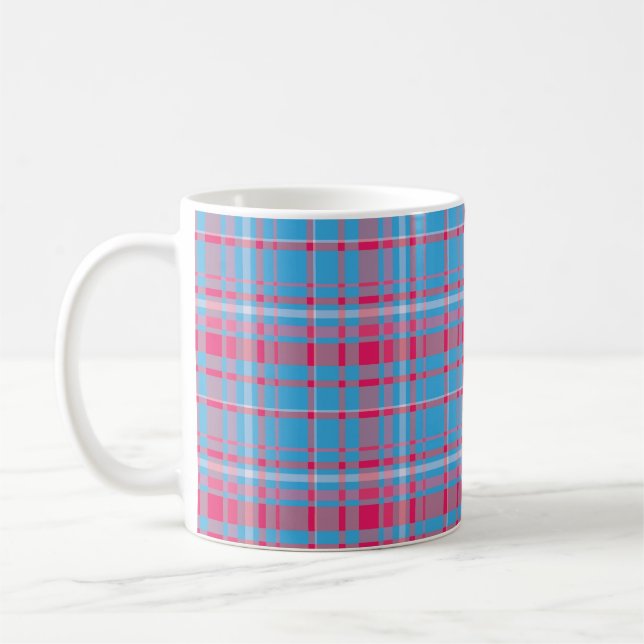 Tartan blue and red coffee mug (Left)