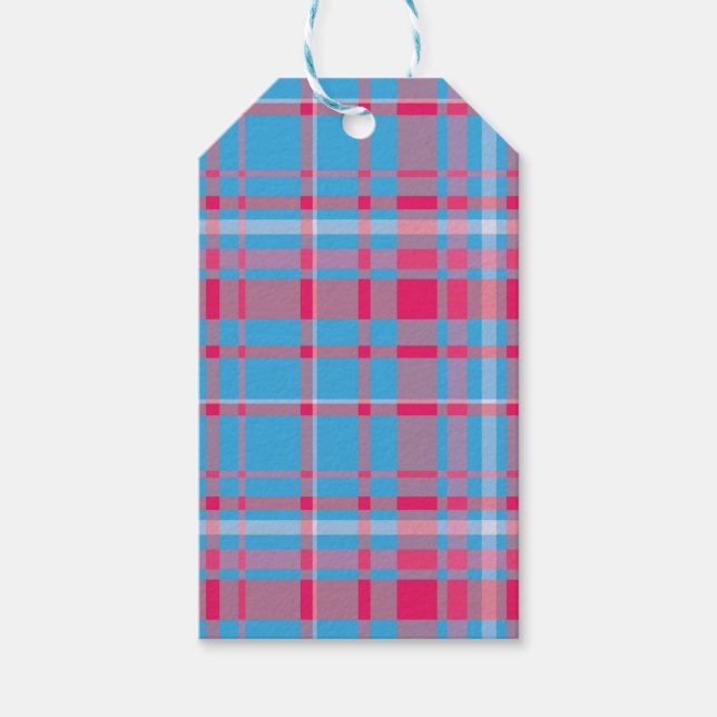 Tartan blue and red gift tags (Front)