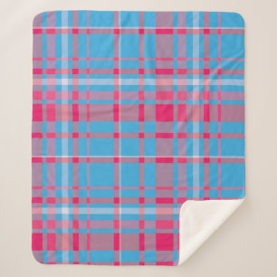 Tartan blue and red sherpa blanket