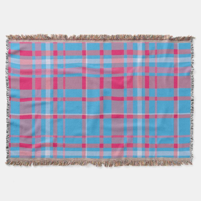 Tartan blue and red throw blanket (Front)
