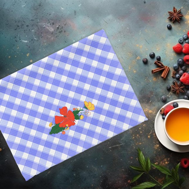 Tartan blue simple wildflower pattern  kitchen towel (Creator Uploaded)