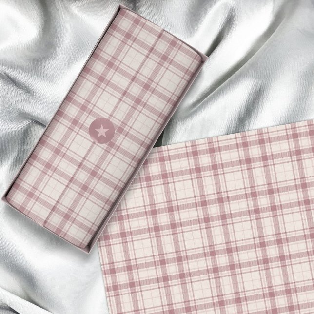 Tartan - Boho Cement White with Light to Dark Pink Tissue Paper (Tartan - Boho Cement White with Light to Dark Pink Tissue Paper by Leapfroglisics Shop)