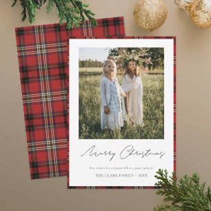 Tartan Border/Back Happy Holidays Photo Card