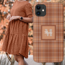 Tartan - Brown and Terracotta Phone Case