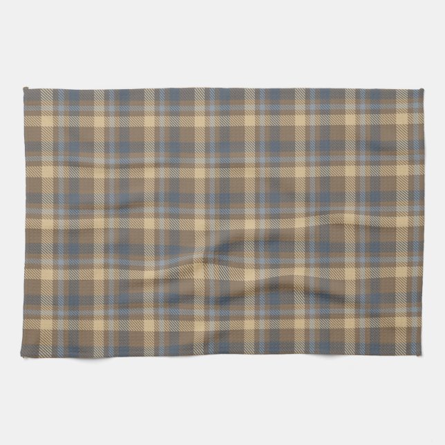 Tartan - Brown, Blue and Sand colours Kitchen Towel (Horizontal)
