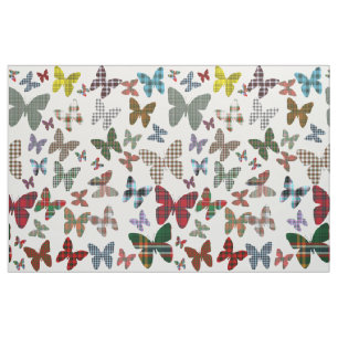 Tartan Butterflies Pattern Fabric