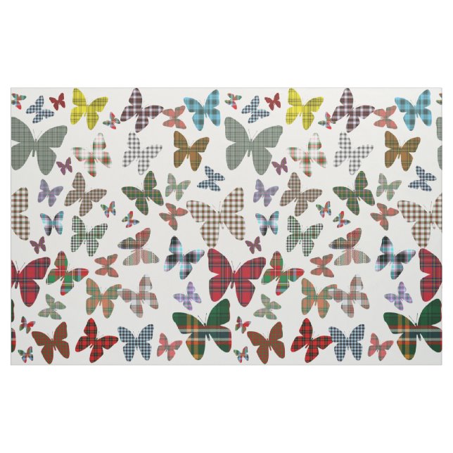 Tartan Butterflies Pattern Fabric (Yard)