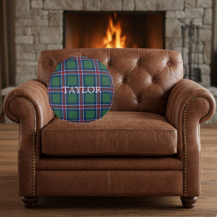 Tartan checkered pattern personalized round pillow