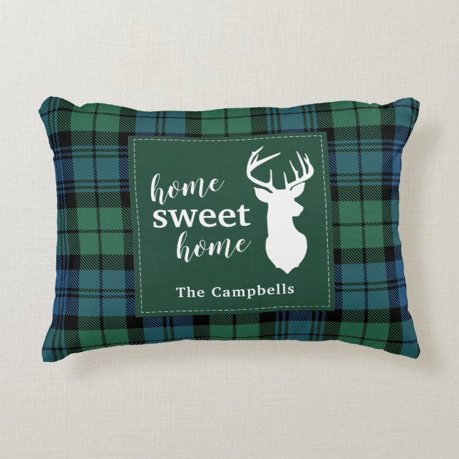 Tartan Christmas Clan Campbell Personalized Plaid Accent Pillow (Front)