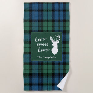 Tartan Christmas Clan Campbell Personalized Plaid Beach Towel