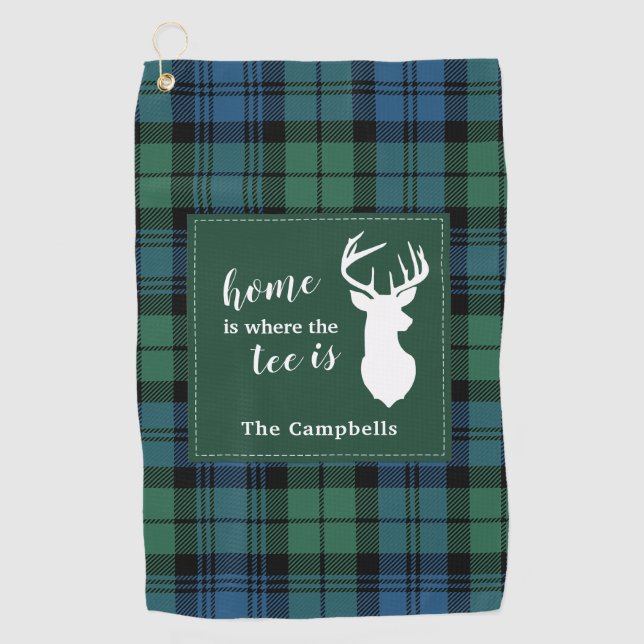 Tartan Christmas Clan Campbell Personalized Plaid Golf Towel (Front)