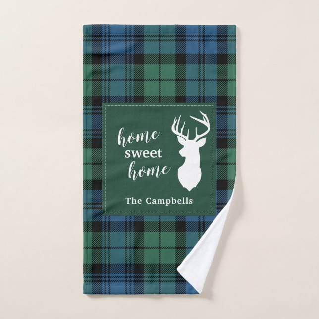 Tartan Christmas Clan Campbell Personalized Plaid Hand Towel (Hand Towel)