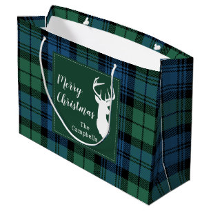 Tartan Christmas Clan Campbell Personalized Plaid Large Gift Bag