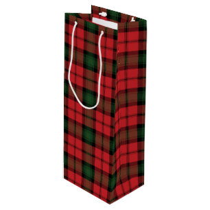 Tartan Christmas Clan Kerr Red Chequered Plaid Wine Gift Bag