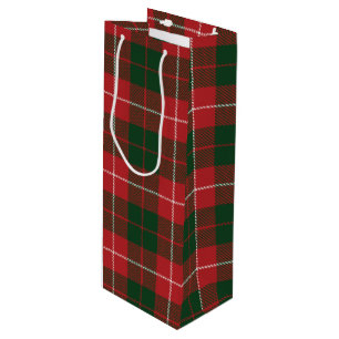 Tartan Christmas Clan MacKinnon Green Red Plaid Wine Gift Bag