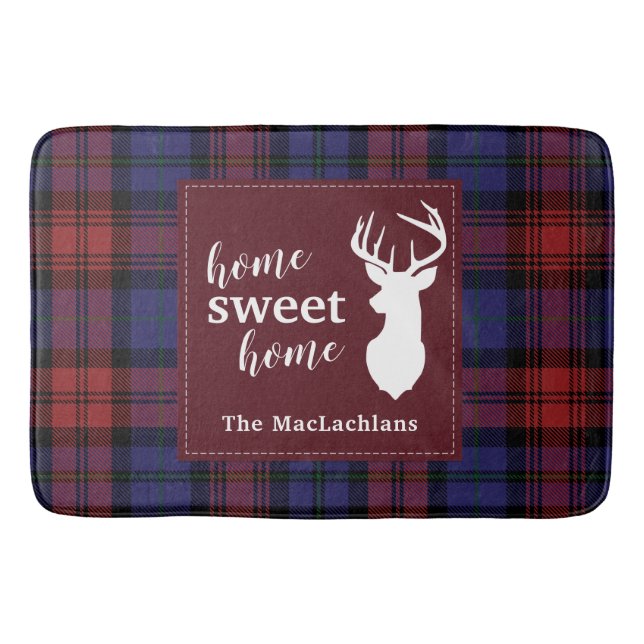 Tartan Christmas MacLachlan Personalized Plaid Bath Mat (Front)