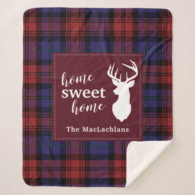 Tartan Christmas MacLachlan Personalized Plaid Sherpa Blanket (Front)