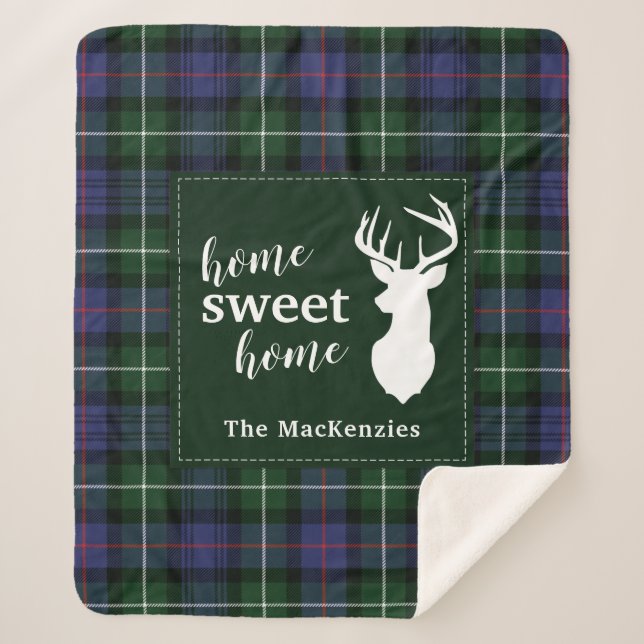 Tartan Christmas Plaid Clan MacKenzie Personalized Sherpa Blanket (Front)