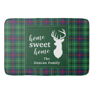 Tartan Christmas Plaid Sweet Home Personalized Bath Mat