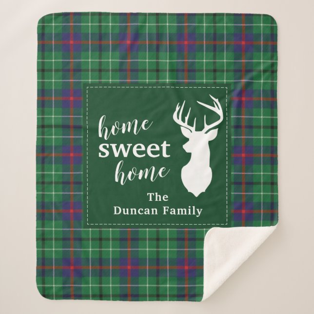 Tartan Christmas Sweet Home Plaid Personalized Sherpa Blanket (Front)