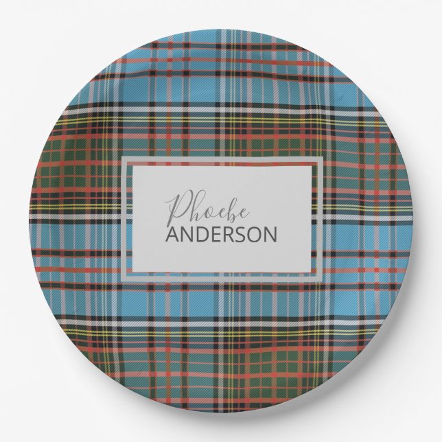 Tartan Clan Anderson Plaid Check Custom Paper Plate (Front)