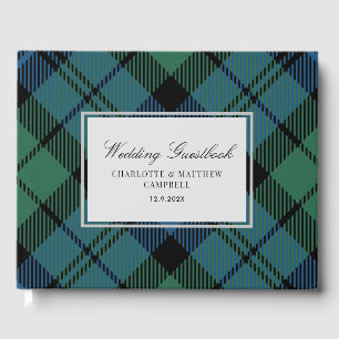 Tartan Clan Campbell Plaid Blue Green Check Custom Guest Book