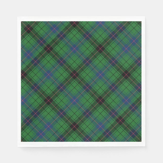 Tartan Clan Davidson Green Chequered Pattern Napkin (Front)