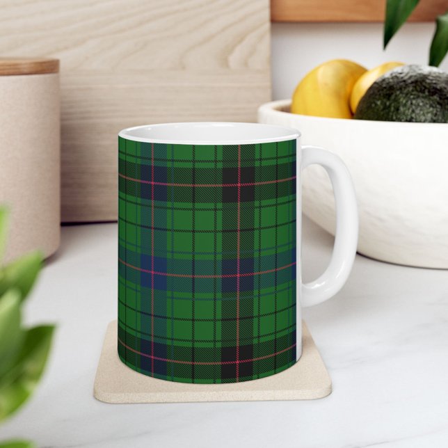 Tartan Clan Davidson Plaid Green Black Check Coffee Mug (Rustic Plaid Davidson Tartan 11oz Coffee Mug)
