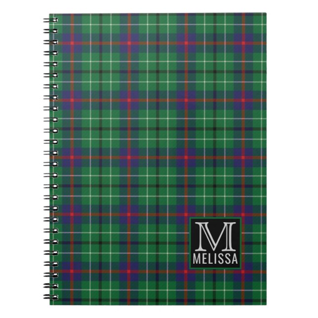 Tartan Clan Duncan Plaid Pattern Monogram Name Notebook (Front)