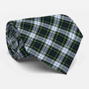 Tartan Clan Gordon Plaid Green White Pattern Neck Tie