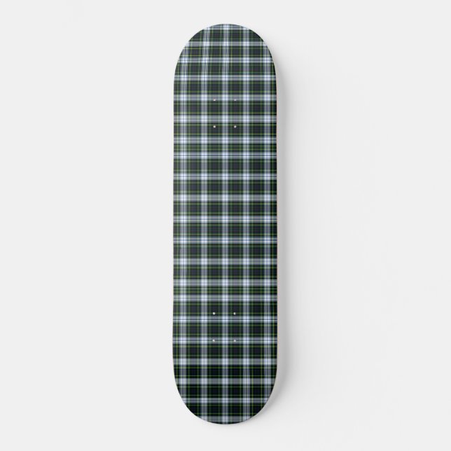 Tartan Clan Gordon Plaid Purple Green Chequered Skateboard (Front)